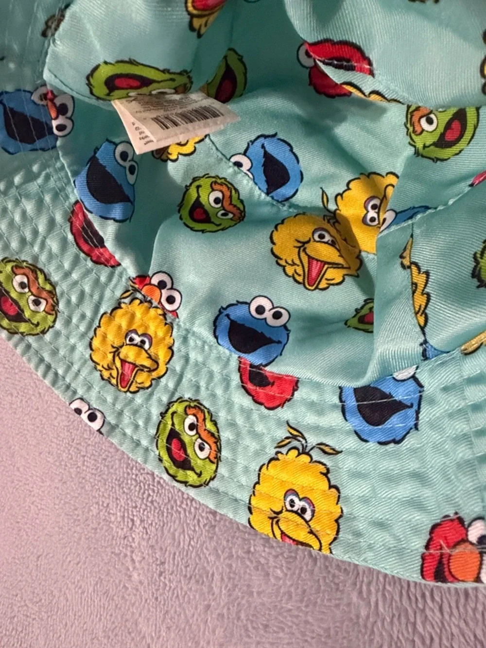Sesame Street Aqua Blue Reversible Bucket Hat “Amazing” Character Patch